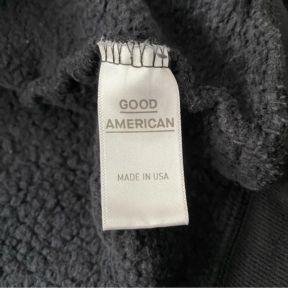 Good American Stars And Stripes Black Silver Hoodie Sweatshirt Dress - Picture 12 of 16